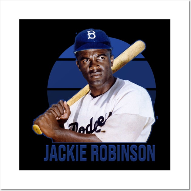 Jackie Robinson Blue Retro Wall Art by nikalassjanovic